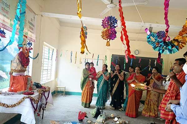 Saraswati puja celebration.